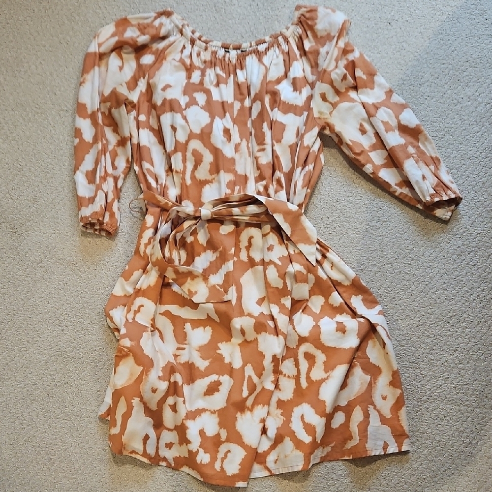 Stylish Women's Brown and White Dress